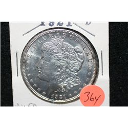 1921-D Silver Morgan $1, AU50