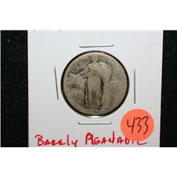 1927 Standing Liberty quarter, barely readable