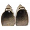 Image 2 : 2 pair antique brass Spanish stirrups. Both sets remain in good condition measuring 9" long.