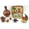 Image 1 : Collection of 10 Mexican pottery pieces includes a set of 3 nesting serving dishes, 1 hand painted c