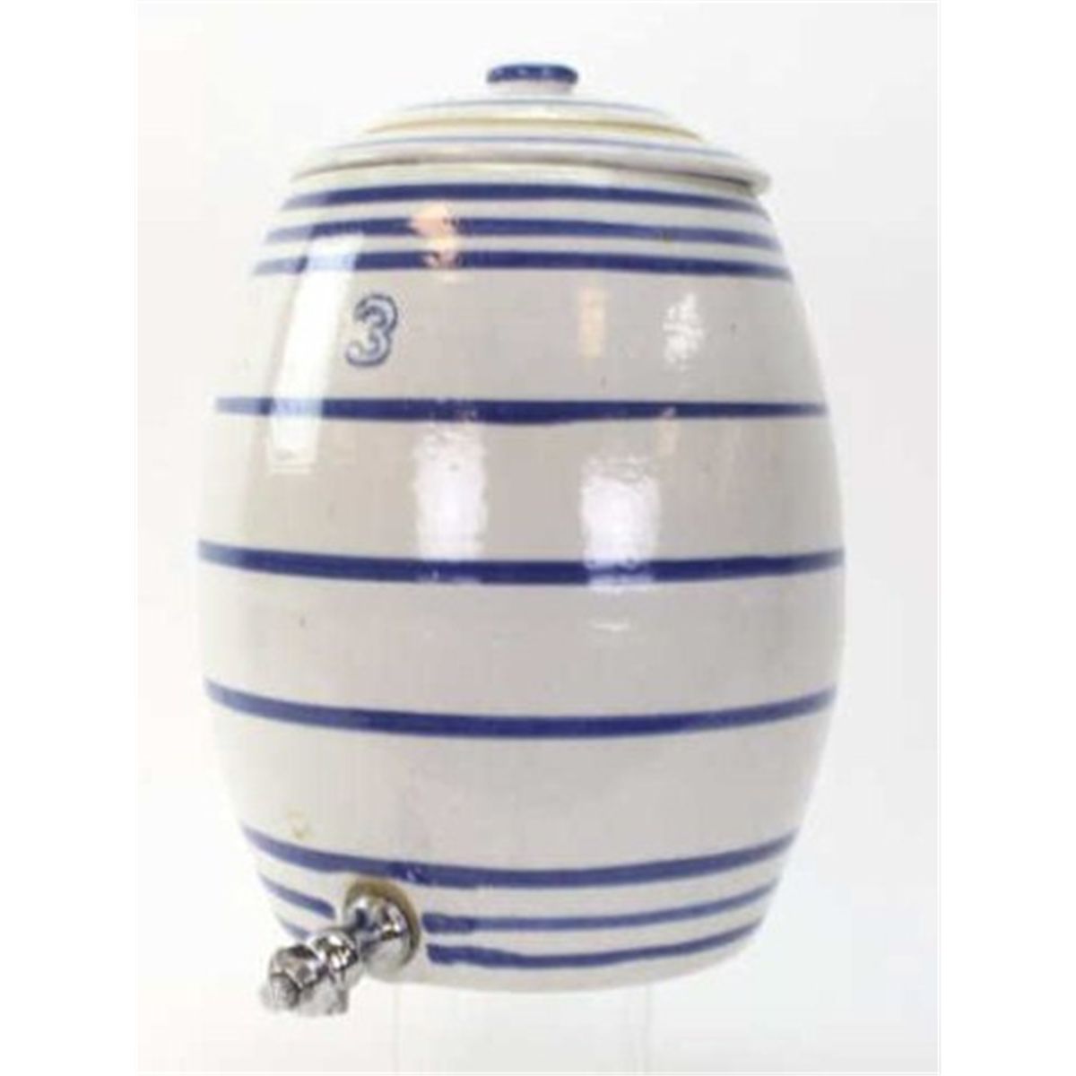 Antique 3 gallon crock hot water dispenser with original lid and spigot