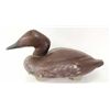 Image 2 : Vintage oversized canvas back duck hen decoy with repaint, 17" long, collector tag on bottom "Animal