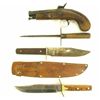 Image 1 : Collection of 4 includes reproduction Spanish .36 cal. percussion derringer with gold inlay on barre