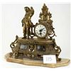 Image 2 : Antique figural statue clock key wind on marble base, working at time of description, 14" tall.