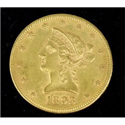 1893 US 10 Dollar Gold Coin Display cases not included.