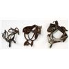 Image 1 : Collection of 3 pair spurs includes short shank Kelly's with leathers, iron officers spurs and unmar