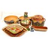 Image 1 : 10 piece collection of Mexican pottery including a 3 piece hand painted nesting bowl set, 3 nesting