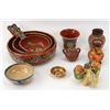 Image 1 : Collection of 10 Mexican pottery pieces including 1 set of hand painted nesting bowls, 1 donkey figu