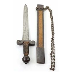 Victorian period short sword with sheath blade marked Leopold Berck. Sheath includes original hanger