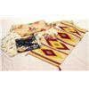 Image 1 : Collection of 6 includes vintage Mexican woven rug 18" X 38" in good condition, 4 matching woven cot