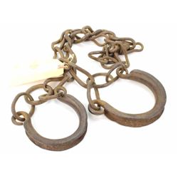 Early set of iron chain side horse hobbles with original swivel intact.