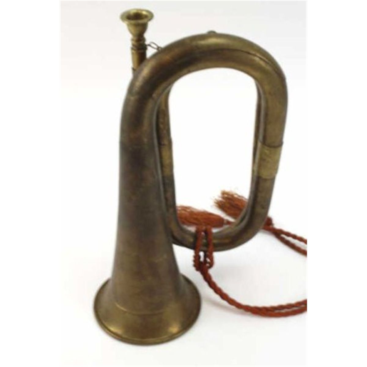 String Handle On Bugle Original early brass bugle with braided cord unmarked, original mouth ...