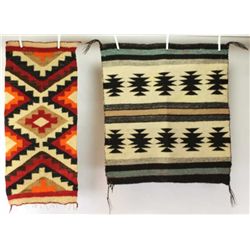 Collection of 2 Navajo rugs includes early runner 16 1/2" X 37 showing light bleed and some fray and
