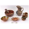 Image 1 : Collection of 10 Mexican items including 1 set of 4 nesting bowls, 2 hand painted pitchers, 1 hand p