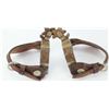 Image 1 : Pair Crockett thunderbird pattern spurs with leathers which are unmarked, later straps. Spurs show h