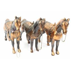 Collection of 3 vintage horse banks in copper clad metal, all show very good condition.