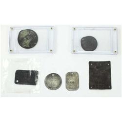 Collection of 6 miscellaneous tags all likely reproductions. Includes slave tags, and others.