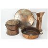Image 1 : Collection of 4 copper vessels includes early hand made lidded copper bucket with original lid and i