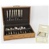Image 1 : Collection of 2 includes Rogers Silver Plate flatware set and Crystal Triplex cased set of 6 sugar s