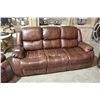 Image 2 : 3 PIECE BROWN LEATHER RECLINING SOFA LOVE SEAT &