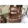 Image 3 : 3 PIECE BROWN LEATHER RECLINING SOFA LOVE SEAT &