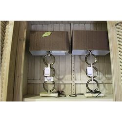 PAIR OF CHASE STACKED RING TABLE LAMPS