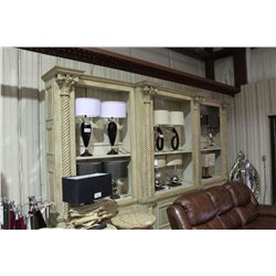 ANTIQUED 3 SECTION STORAGE LIBRARY