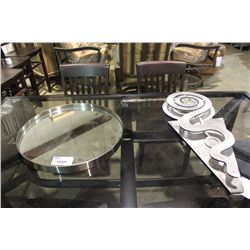 DECORATIVE METAL CLOCK, WALL MIRROR & SHELF