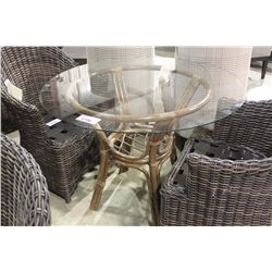 BAMBOO STYLE GLASS TOP PATIO TABLE