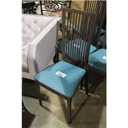 BLUE PADDED SLAT BACK DINING CHAIR