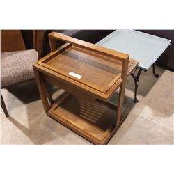 OAK SLAT STYLE MOBILE BAR CABINET