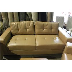 BEIGE LEATHER SOFA, LOVE SEAT AND CHAIR SET