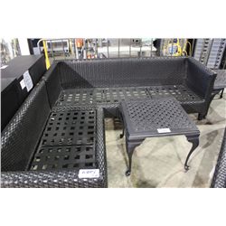 BLACK RATTAN L SHAPE PATIO SECTIONAL
