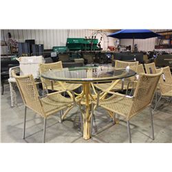 NATURAL BAMBOO GLASS TOP PATIO TABLE