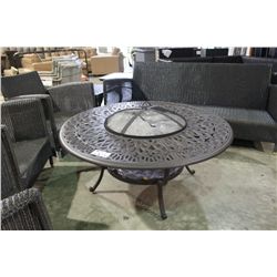 BROWN CAST FIREPLACE PATIO COFFEE TABLE