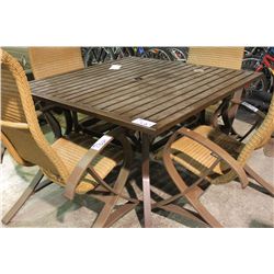 SQUARE CAST ALUMINUM MATTE BLACK WOOD GRAIN PATIO