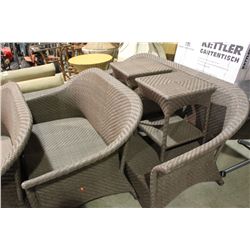 BROWN RATTAN CURVED BACK LOVE SEAT, SOFA