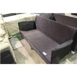 BLACK RATTAN 3 SEAT COUCH