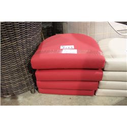 4 RED CURVED BACK BOTTOM CUSHIONS 21"X23"X3"