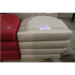 4 BEIGE CURVED BACK BOTTOM CUSHIONS 21"X20"X3"