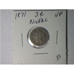 1871 3 CENT NICKLE