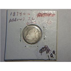 1874 SITTING LIBERTY DIME