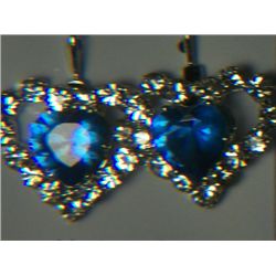 BLUE HEART WITH SIMULATED DIAMONDS