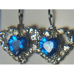BLUE HEART WITH SIMULATED DIAMONDS