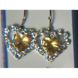 YELLOW HEART WITH SIMULATED DIAMONDS