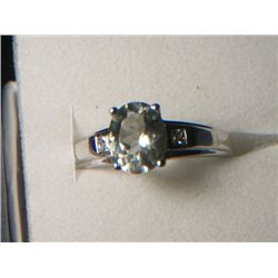 PLATNIUM OVERLAY GREEN AMETHYST RING SIZE 8