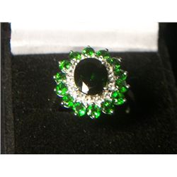 RUSSIAN CHROME DIOPSIDE STERLING SILVER RING SIZE 8