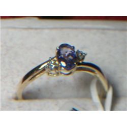 10k GOLD TANZANITE AND DIAMOND RING SIZE 8