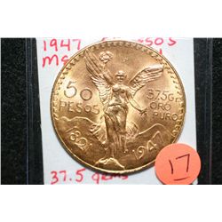 1947 Mexico 50 Pesos Gold coin, 37.5 grms