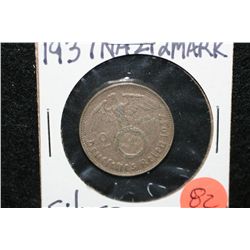 1937 Nazi 2 Mark Silver, w/Eagle holding Swatstika